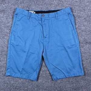 Volcom Corpo Class Mens Chino Shorts Size 36 Blue Cotton Blend Casual Skate Surf